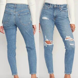 NEW NWT OLD NAVY High Waisted OG Straight Ripped Ankle Jeans Medium Cropped Crop